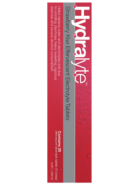 Hydralyte Effervescent Electrolyte Tablets Strawberry Kiwi 20 Tablets