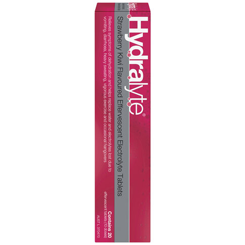 Hydralyte Effervescent Electrolyte Tablets Strawberry Kiwi Flavoured 20 Tablets