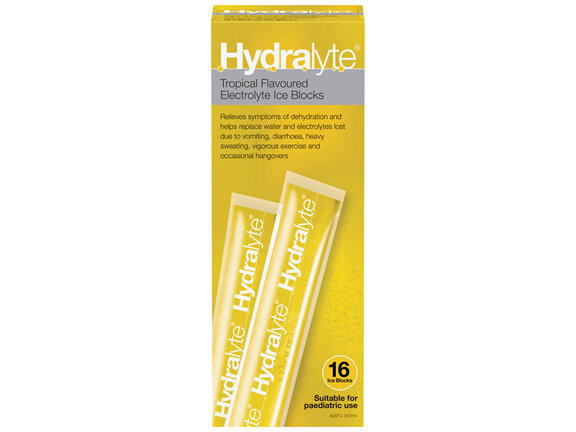Hydralyte Electrolyte Ice Blocks Tropical Flavoured 16 Pack