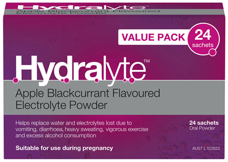 Hydralyte Electrolyte Powder Apple Blackcurrant 24 Pack