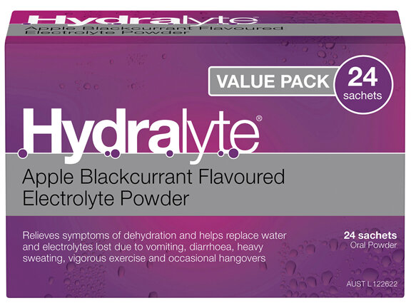 Hydralyte Electrolyte Powder Apple Blackcurrant Flavoured 24 Pack