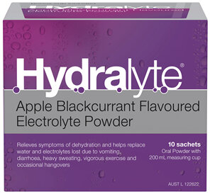 Hydralyte Electrolyte Powder Apple Blackcurrant Flavoured 10 Pack