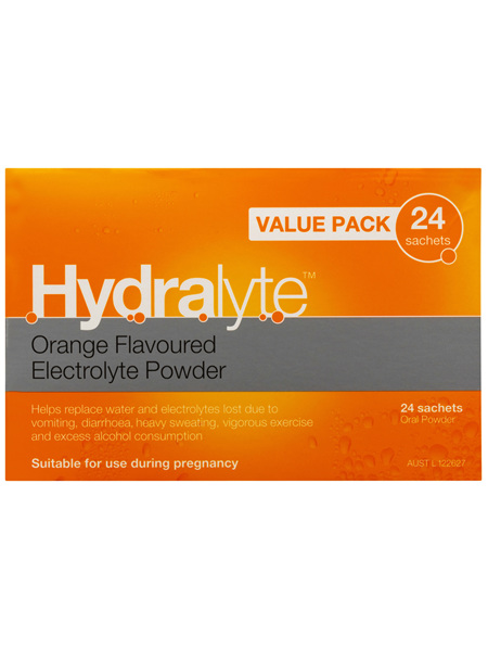 Hydralyte Electrolyte Powder Orange 24 sachets