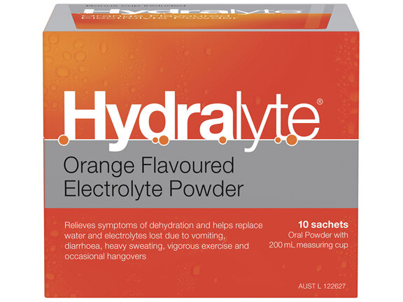 Hydralyte Electrolyte Powder Orange Flavoured 10 Pack