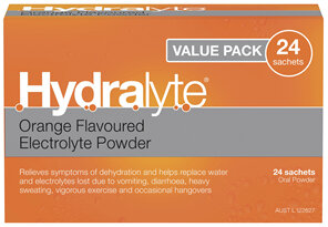Hydralyte Electrolyte Powder Orange Flavoured 24 pack