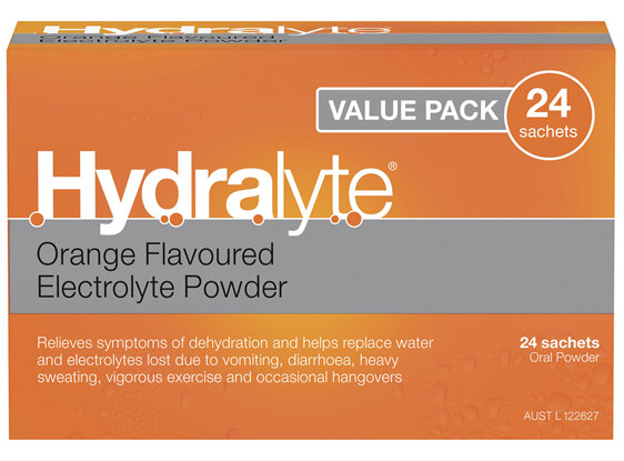 Hydralyte Electrolyte Powder Orange Flavoured 24 pack