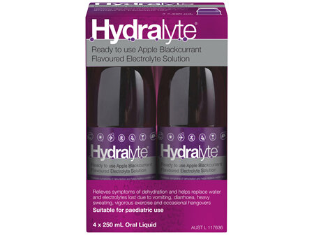 Hydralyte Ready to use Electrolyte Solution Apple Blackcurrant 4 x 250mL