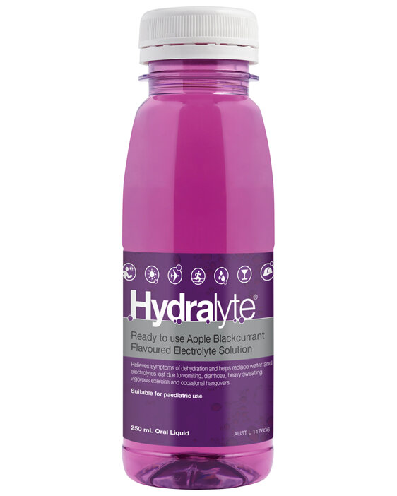 Hydralyte Ready to use Electrolyte Solution Apple Blackcurrant Flavoured 250mL