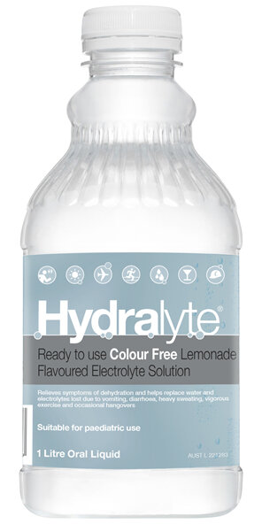 Hydralyte Ready to use Electrolyte Solution Colour Free Lemonade Flavoured 1L