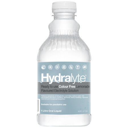 Hydralyte Ready to use Electrolyte Solution Colour Free Lemonade Flavoured 1L