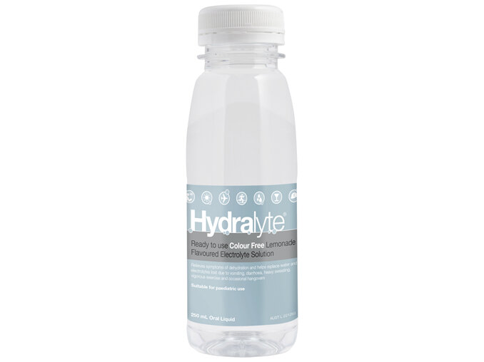 Hydralyte Ready to use Electrolyte Solution Colour Free Lemonade Flavoured 250mL