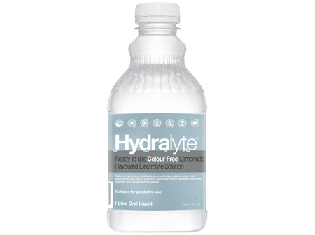 Hydralyte Ready to use Electrolyte Solution Colour Free Lemonade 1L