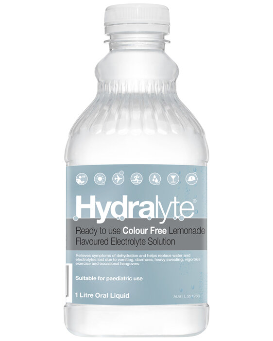Hydralyte Ready to use Electrolyte Solution Colour Free Lemonade Flavoured 1L