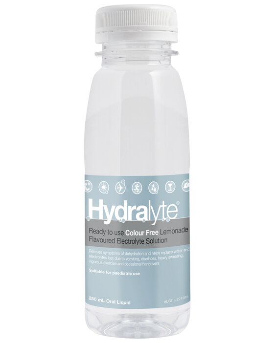 Hydralyte Ready to use Electrolyte Solution Colour Free Lemonade Flavoured 250mL