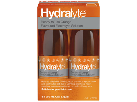 Hydralyte Ready to use Electrolyte Solution Orange 4 x 250mL
