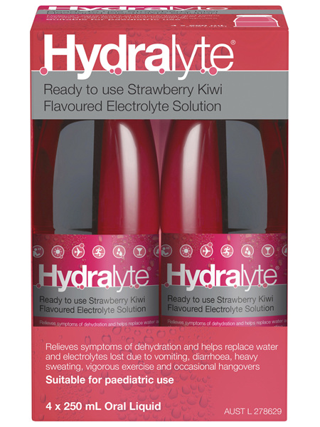 Hydralyte Ready to use Electrolyte Solution Strawberry Kiwi 4 x 250mL