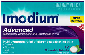 Imodium Advanced Diarrhoea Plus Wind Pain Relief Chewable Tablets 12 Pack