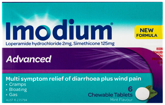 Imodium Advanced Diarrhoea Plus Wind Pain Relief Chewable Tablets 6 Pack