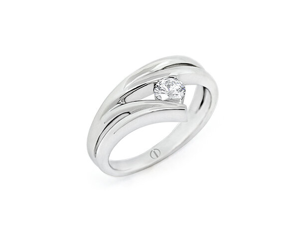 Inspired Waved Delicate Diamond Ring