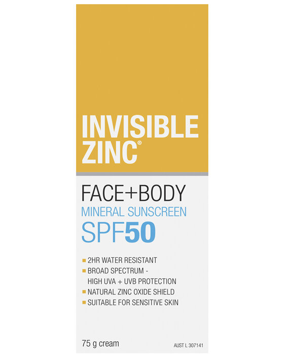 Invisible Zinc Face + Body Mineral Sunscreen SPF 50 75g