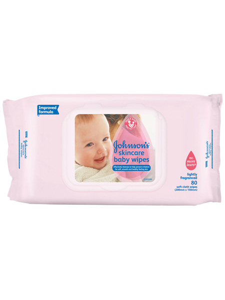 Johnson's Baby Skincare Wipes Lightly Fragranced Strong 80