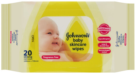 Johnson's Skincare Fragrance Free Baby Wipes 20 Pack