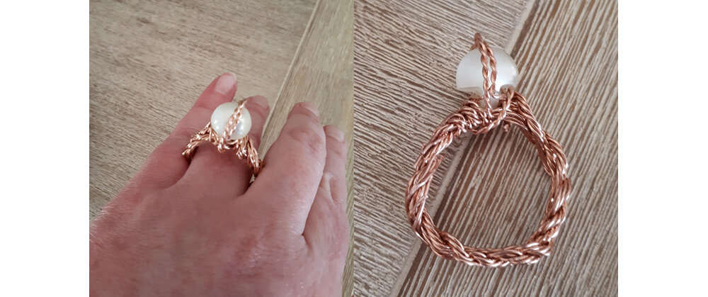 Jo's Copper and Pearl Button ring: