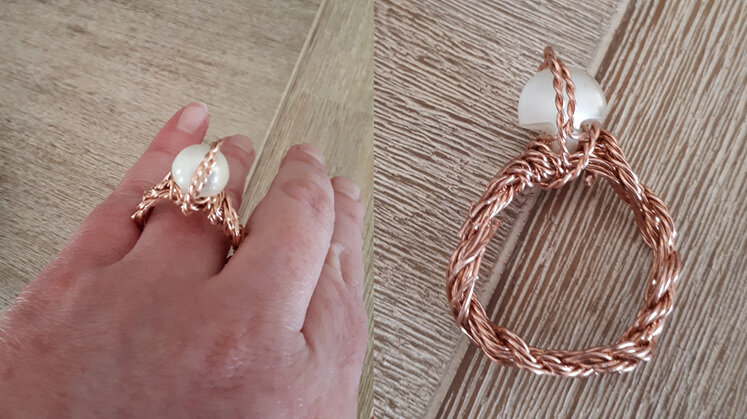 Jo's Copper and Pearl Button ring: