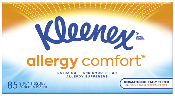 Kleenex Allergy Comfort 3 Ply Facial Tissues 85 Pack