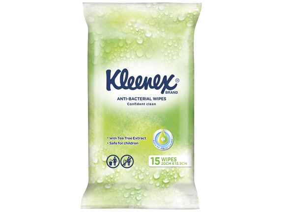 Kleenex Anti-Bacterial To-Go Wipes 15 Pack
