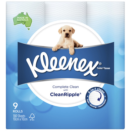 Kleenex Complete Clean Toilet Tissue 9 Pack
