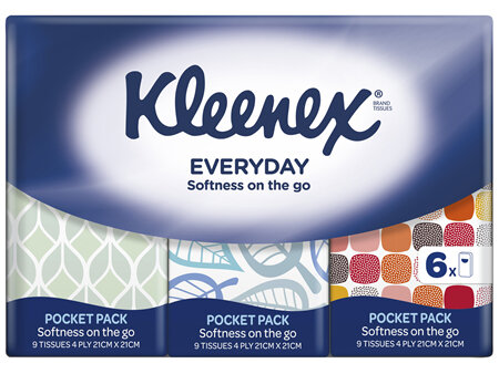 Kleenex Everyday Pocket Pack 4  Ply Facial Tissues 6x9 Pack