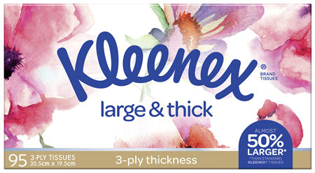 Kleenex Large & Thick 3 Ply  Facial Tissues 95 Pack
