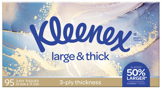 Kleenex Large & Thick 3 Ply  Facial Tissues 95 Pack