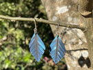 Leaf earrings with hi-lite blue