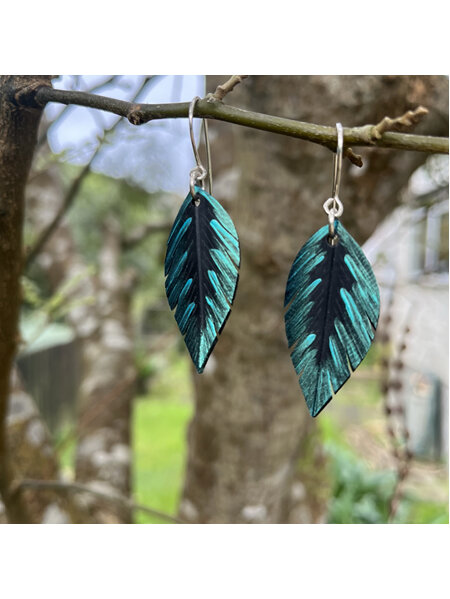 Leaf earrings with turquoise