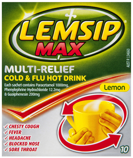 Lemsip Max Cold and Flu Multi Relief Hot Drink Lemon 10pk