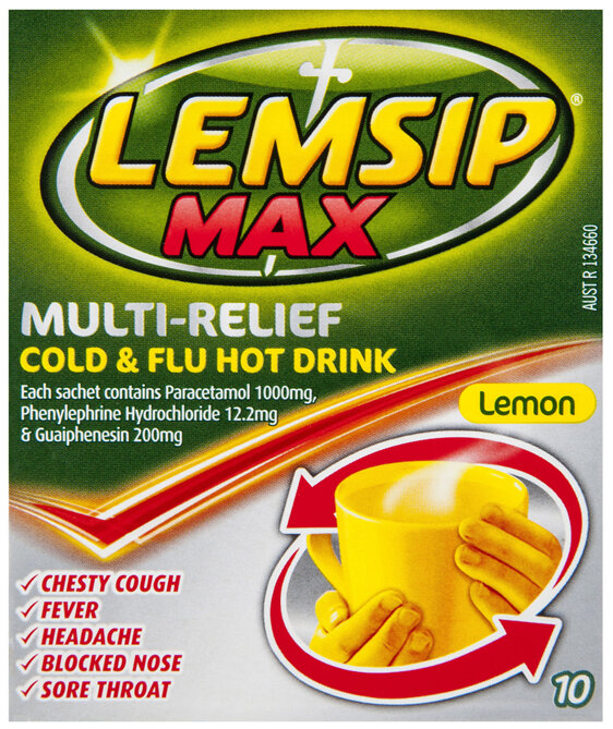 Lemsip Max Cold and Flu Multi Relief Hot Drink Lemon 10pk