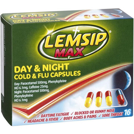 LEMSIP Max Cold & Flu Day & Night 16caps
