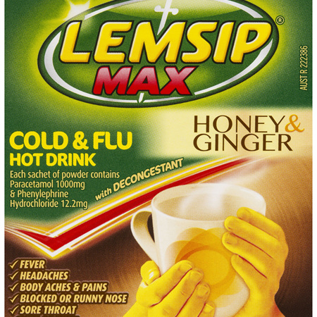Lemsip Max Cold & Flu with Decongestant Hot Drink Honey & Ginger, 10 Pack