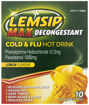 Lemsip Max Cold & Flu with Decongestant Lemon Sachets 10