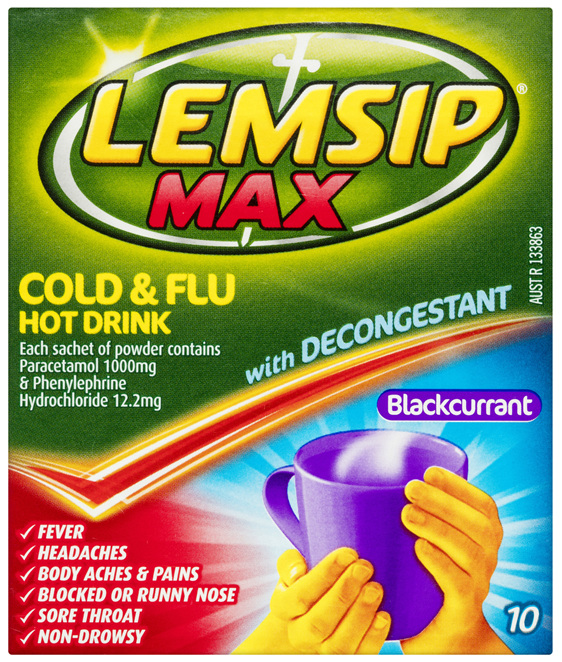 Lemsip Max Decongestant Cold & Flu Hot Drink Blackcurrant 10 Pack