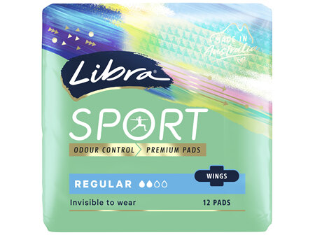 Libra Invisible Sport Pads Regular with Wings 12 Pack