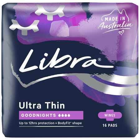 Libra Ultra Thin Pads Goodnights with Wings 16 pack