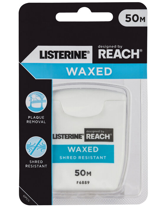 Listerine Designed By Reach Waxed Dental Floss 50m