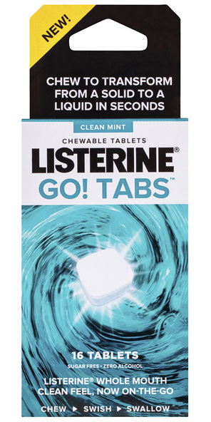 Listerine Go! Tabs Chewable Tablets Clean Mint 16 Pack