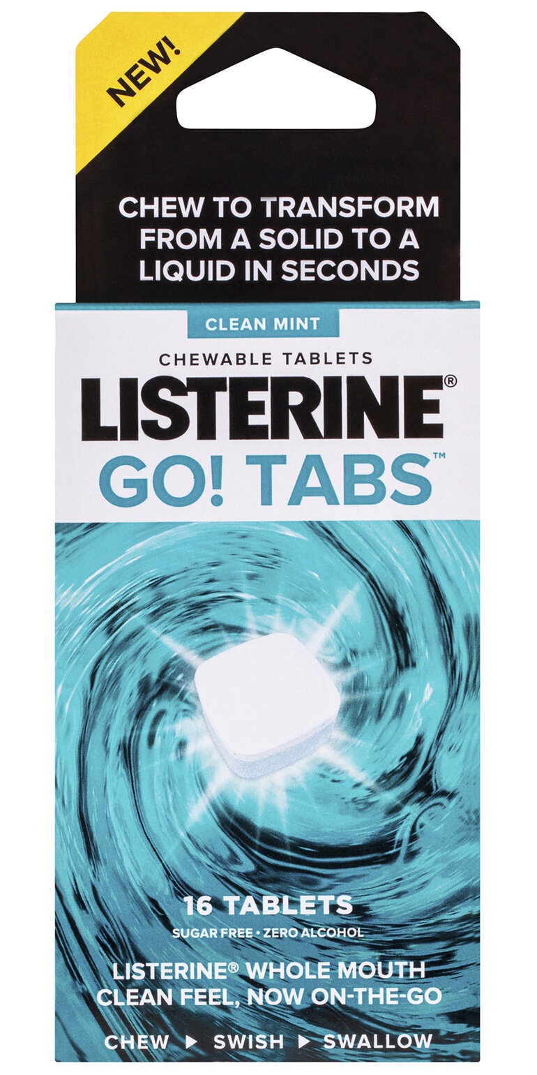 Listerine Go! Tabs Chewable Tablets Clean Mint 16 Pack