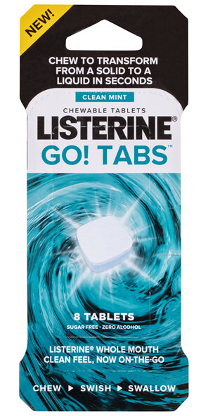 Listerine Go! Tabs Chewable Tablets Clean Mint 8 Pack