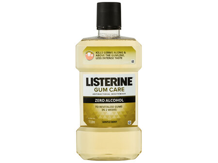Listerine Gum Care Zero Alcohol Antibacterial Mouthwash Gentle Mint 1L