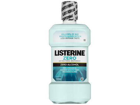 Listerine Zero Alcohol Antibacterial Mouthwash Less Intense Taste 500mL